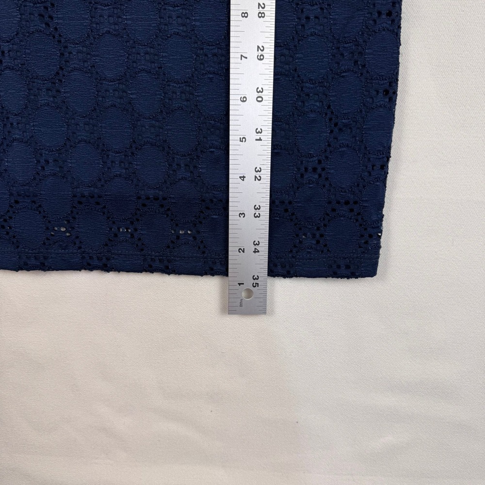 Isaac Mizrahi Lace Sheath Dress Womens Medium Navy Blue Short Sleeve - Picture 8 of 11